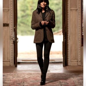 NWOT Mango Wool Blend Straight Check Blazer Size 6